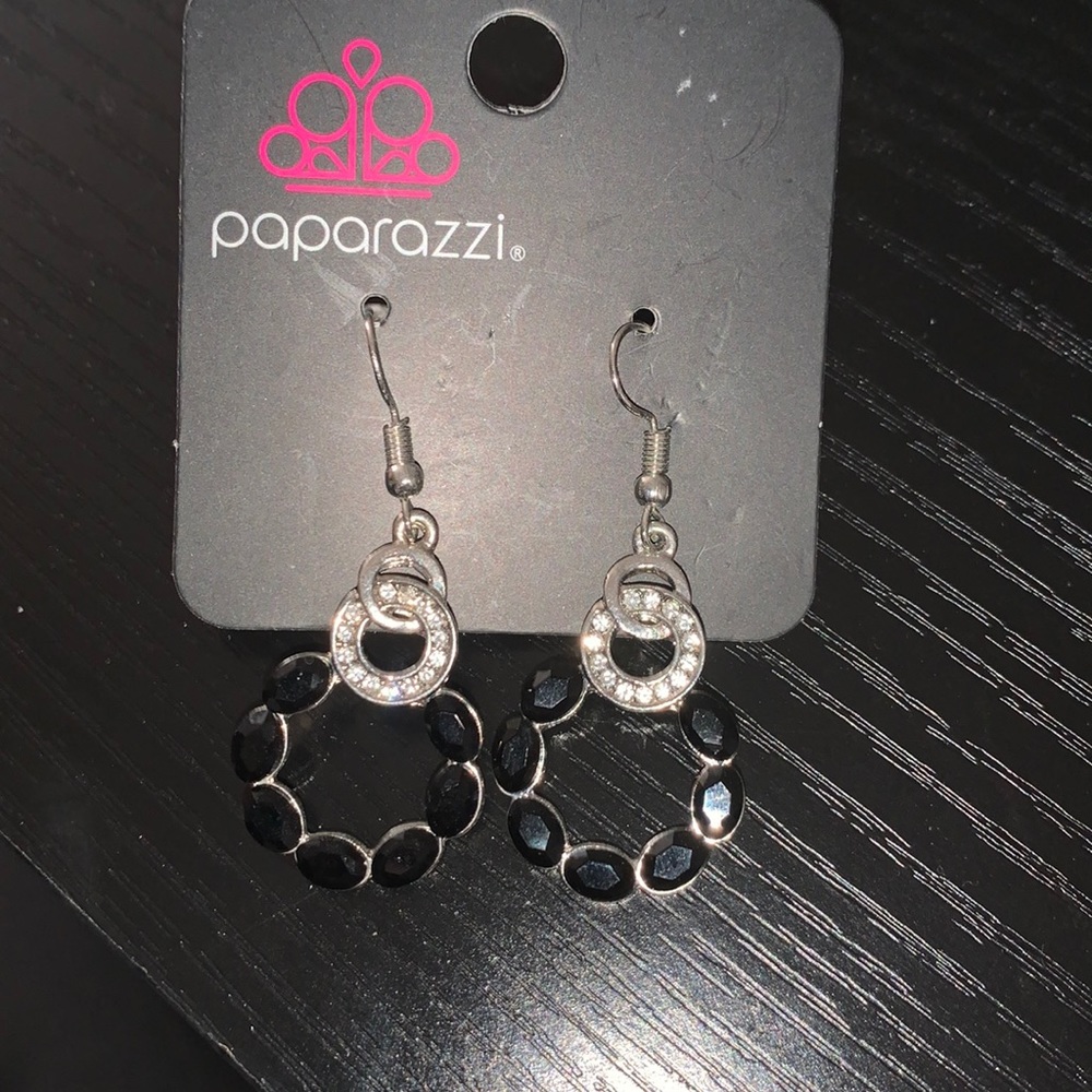 Paparazzi Black Silver Earrings ❤️